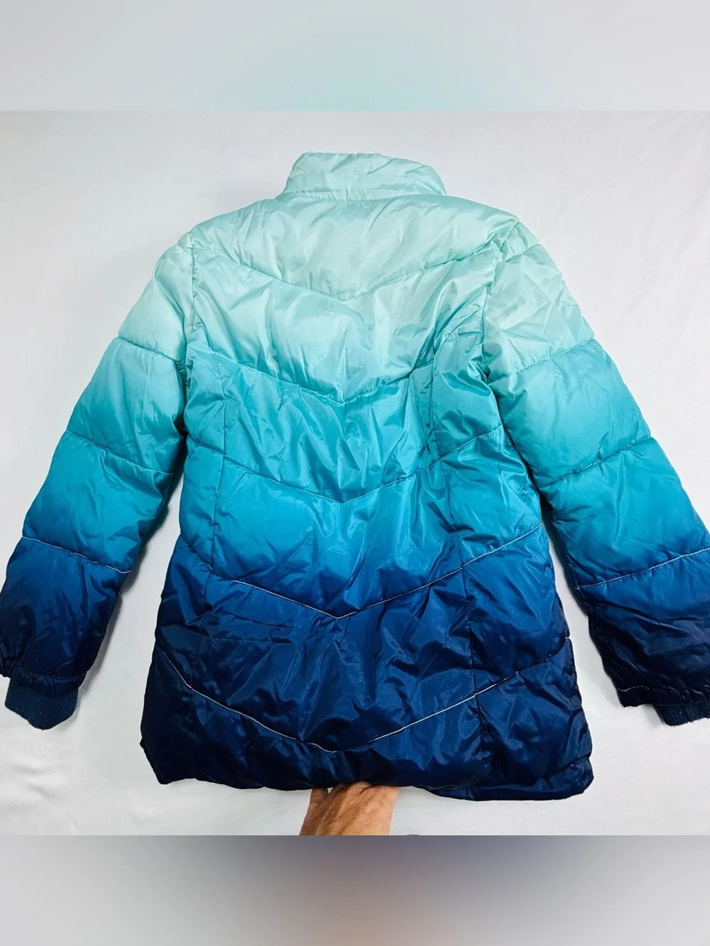 Justice Ombre Aqua to Navy Puffer Jacket K163